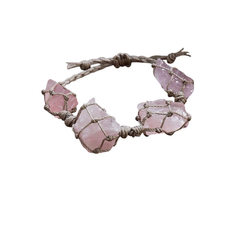Rose Quartz Raw Stone Bracelet 0.79 in