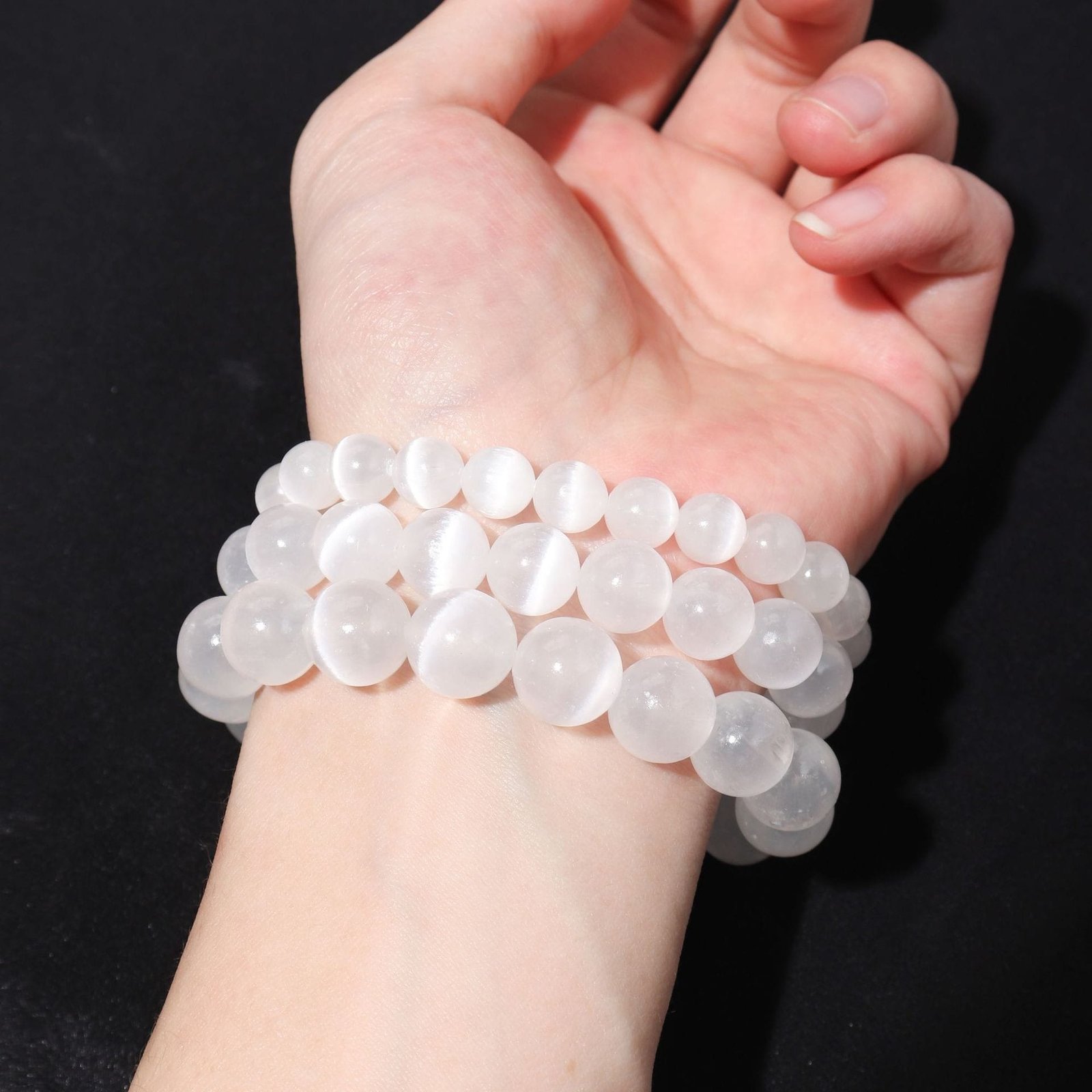 Selenite Bead Bracelet 0.40 in