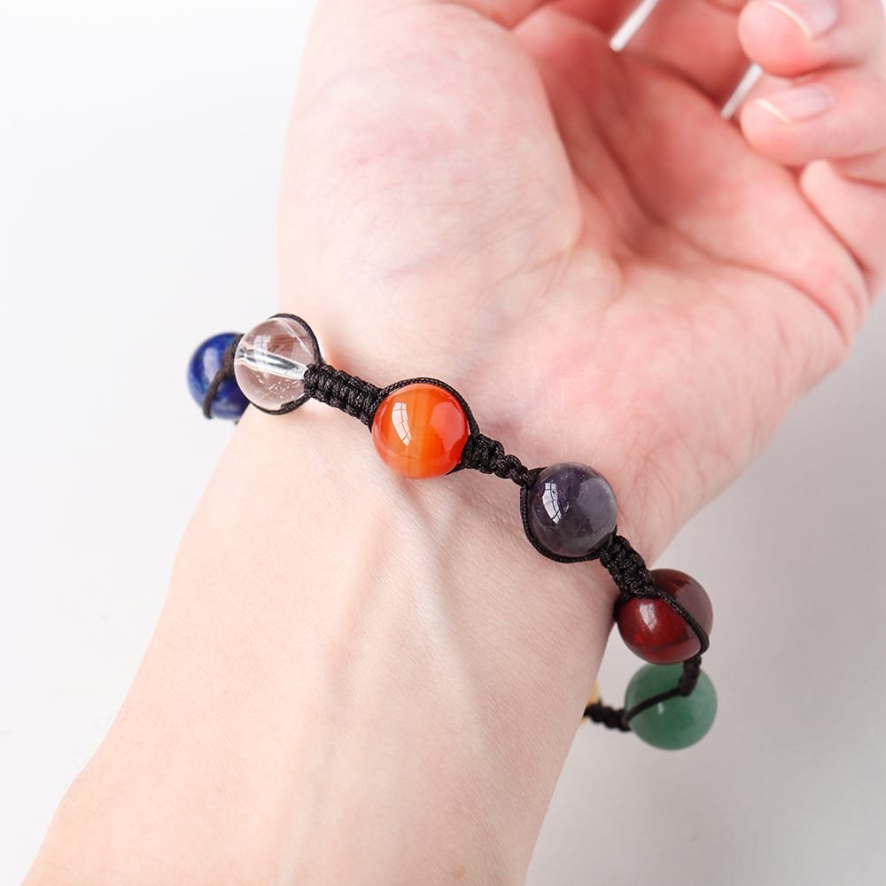 Natural 7 Chakra Adjustable Braided Bracelet Wholesale 0.47 in (1.2 cm) - 1