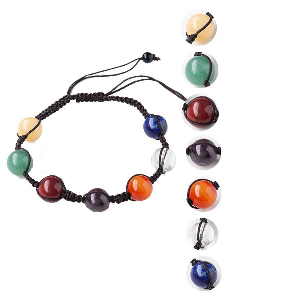 Natural 7 Chakra Adjustable Braided Bracelet Wholesale 0.47 in (1.2 cm) - 2
