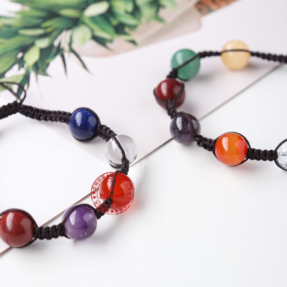 Natural 7 Chakra Adjustable Braided Bracelet Wholesale 0.47 in (1.2 cm) - 3