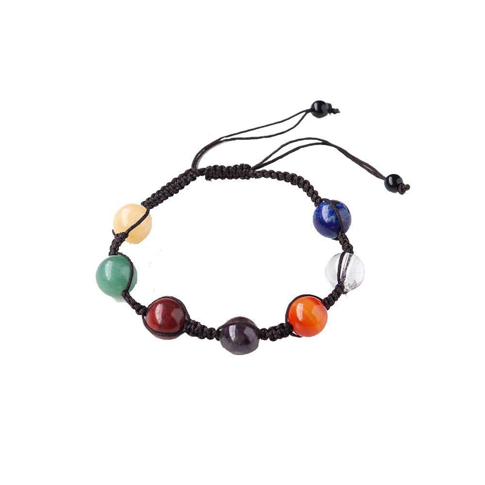 Natural 7 Chakra Adjustable Braided Bracelet Wholesale 0.47 in (1.2 cm)
