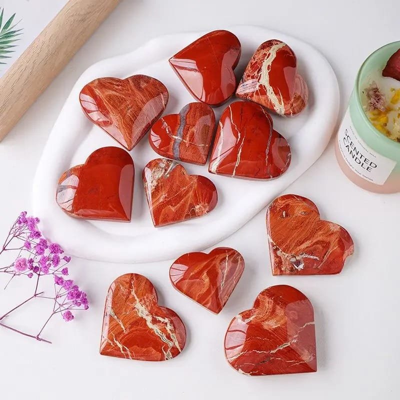 Natural Red Jasper Heart Wholesale 1.57-2.56 in (4-6.5 cm) - 2