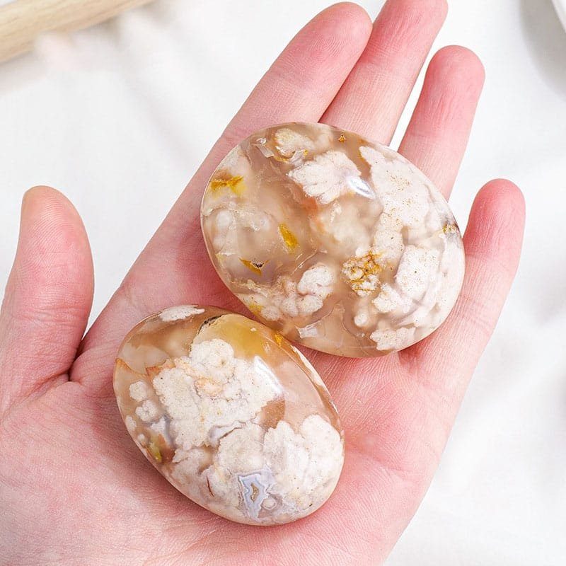 2 Sizes of Sakura Agate Crystal Palm Stone Wholesale