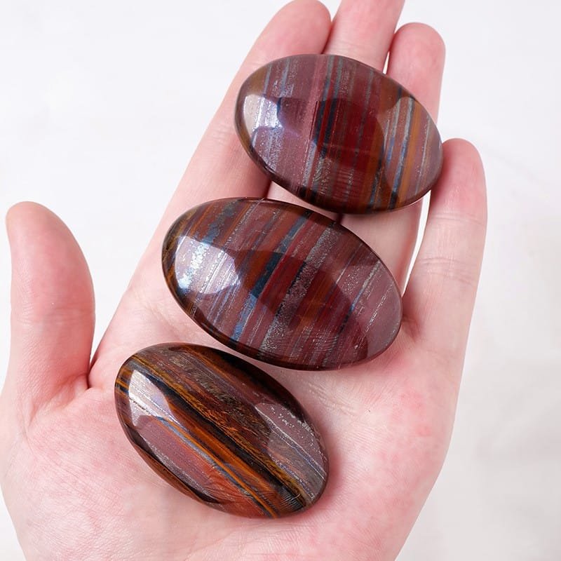 2 Sizes of Tigers Eye Crystal Palm Stone Wholesale - 2.36-2.76 in(6-7 cm)