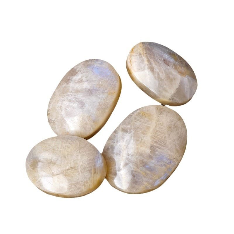 3 Sizes of White Moonstone Crystal Palm Stone Wholesale - 2.36-2.76 in(6-7 cm)