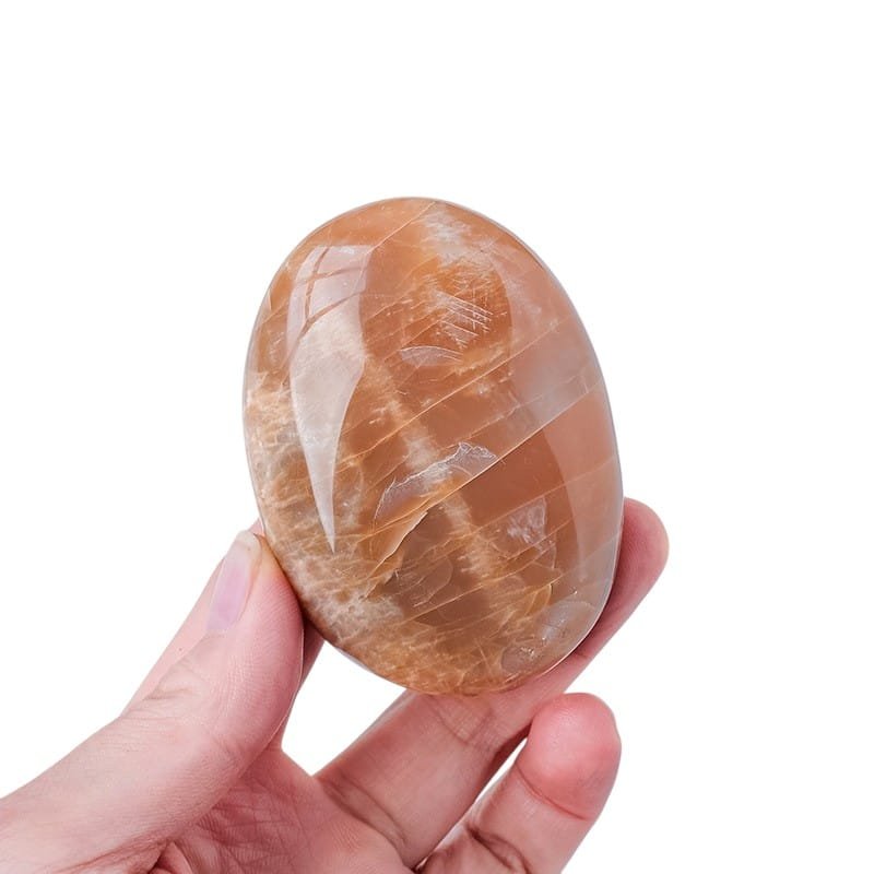 3 Sizes of Orange Moonstone Crystal Palm Stone Wholesale - 2.36-2.76 in(6-7 cm)