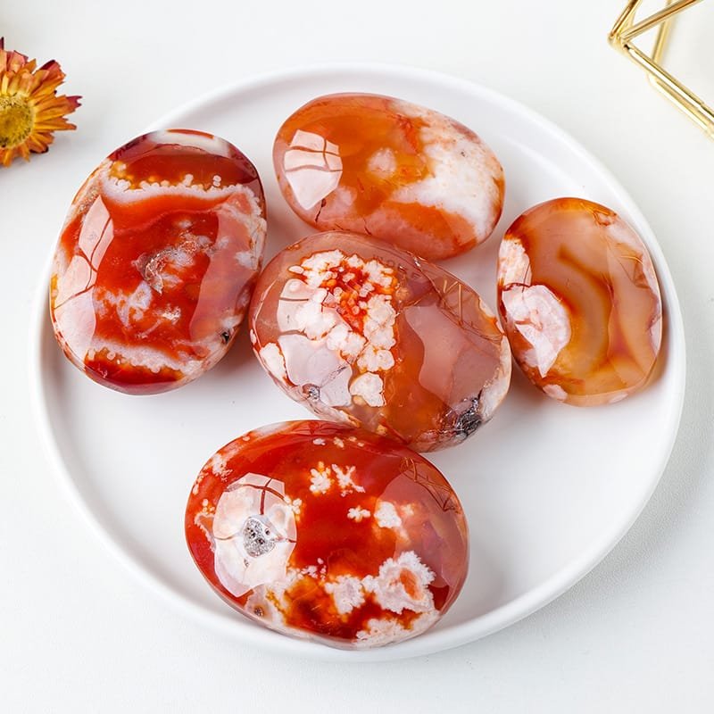 3 Sizes of Flower Agate Crystal Palm Stone Wholesale