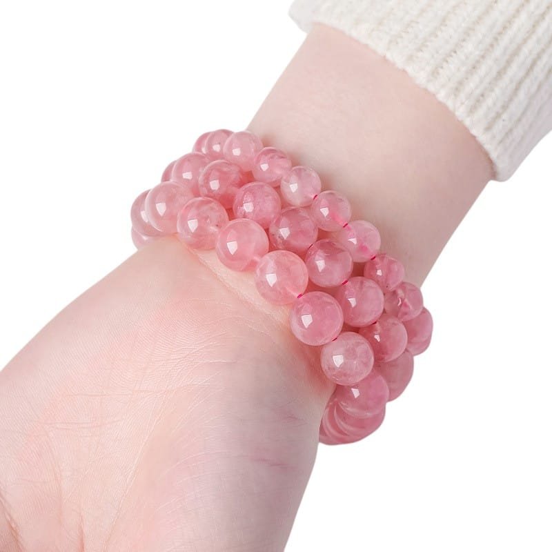 3 Sizes of Rose Quartz Crystal Beads Bracelet Wholesale