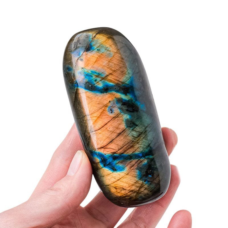 4 Sizes of Orange Labradorite Long strip Crystal Palm Stone Wholesale