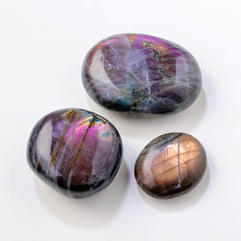 4 Sizes of Purple Labradorite Crystal Palm Stone Wholesale