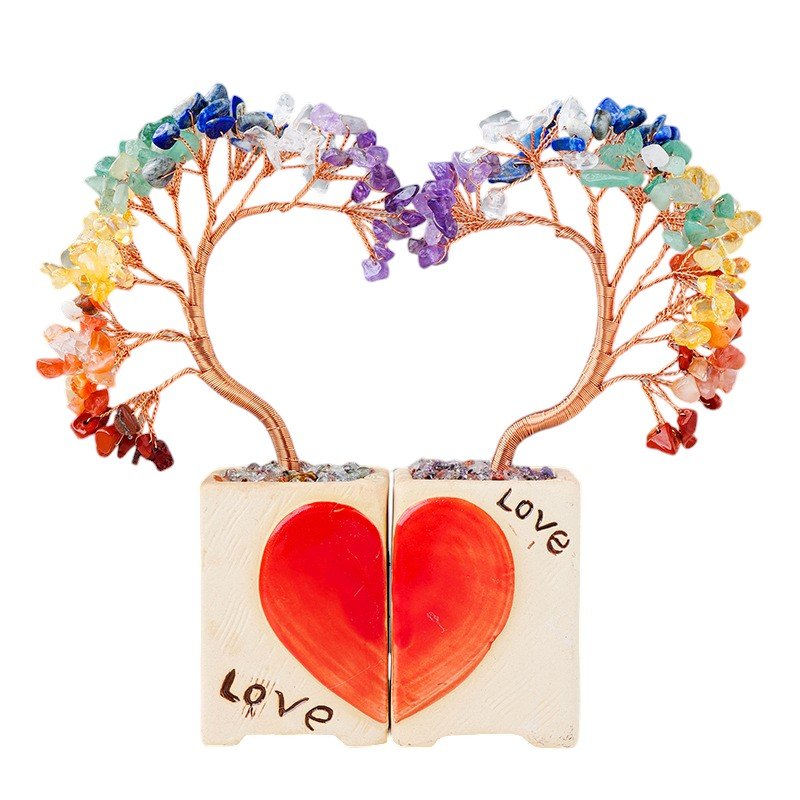 Jasper, red Agate, Citrine, Green Aventurine, Lapis Lazuli, Quartz & Amethyst Crystal Tree 5.9 in Bulk