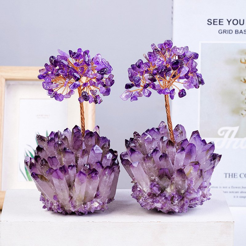 Natural Amethyst Crystal Tree with Cluster Base 7.90 in Wholesale - 1