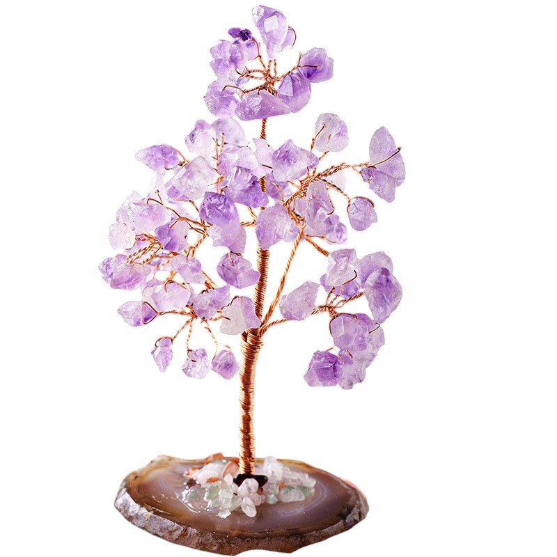 Natural Amethyst Crystal Tree with Agate Disc Base 5.10 in Wholesale - 1