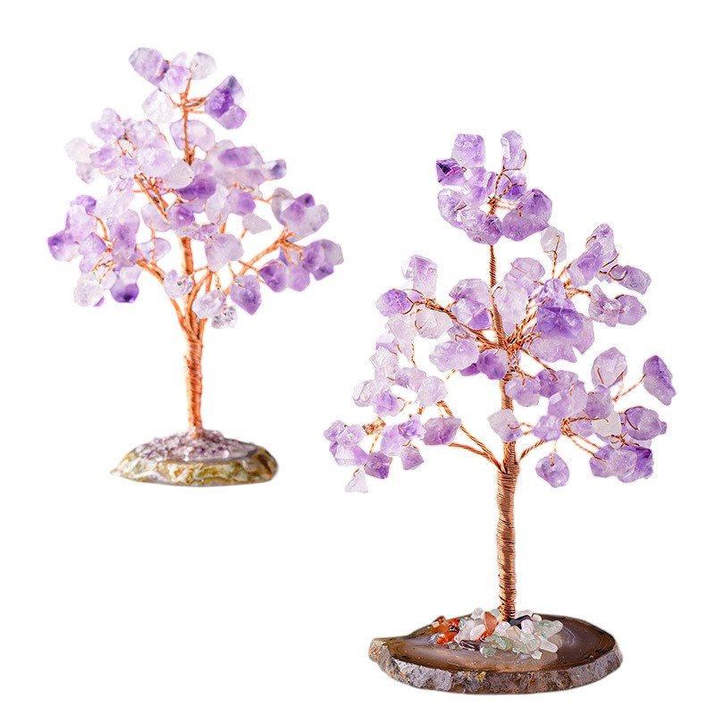 Natural Amethyst Crystal Tree with Agate Disc Base 5.10 in Wholesale - 2