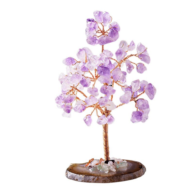 Natural Amethyst Crystal Tree with Agate Disc Base 5.10 in Wholesale