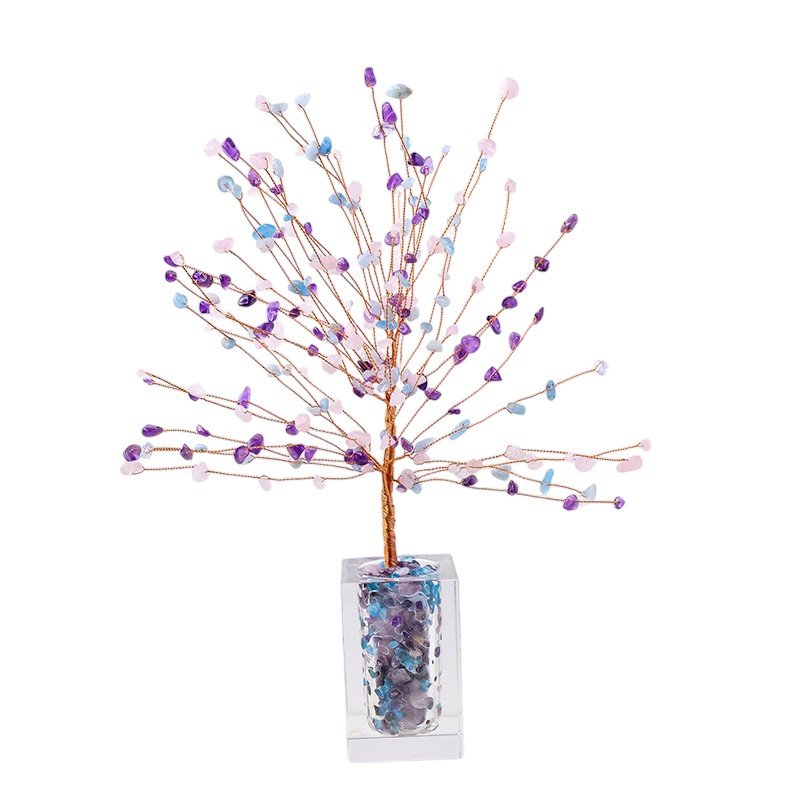 12.2 in Amethyst & Rose Quartz Crystal Tree Bulk