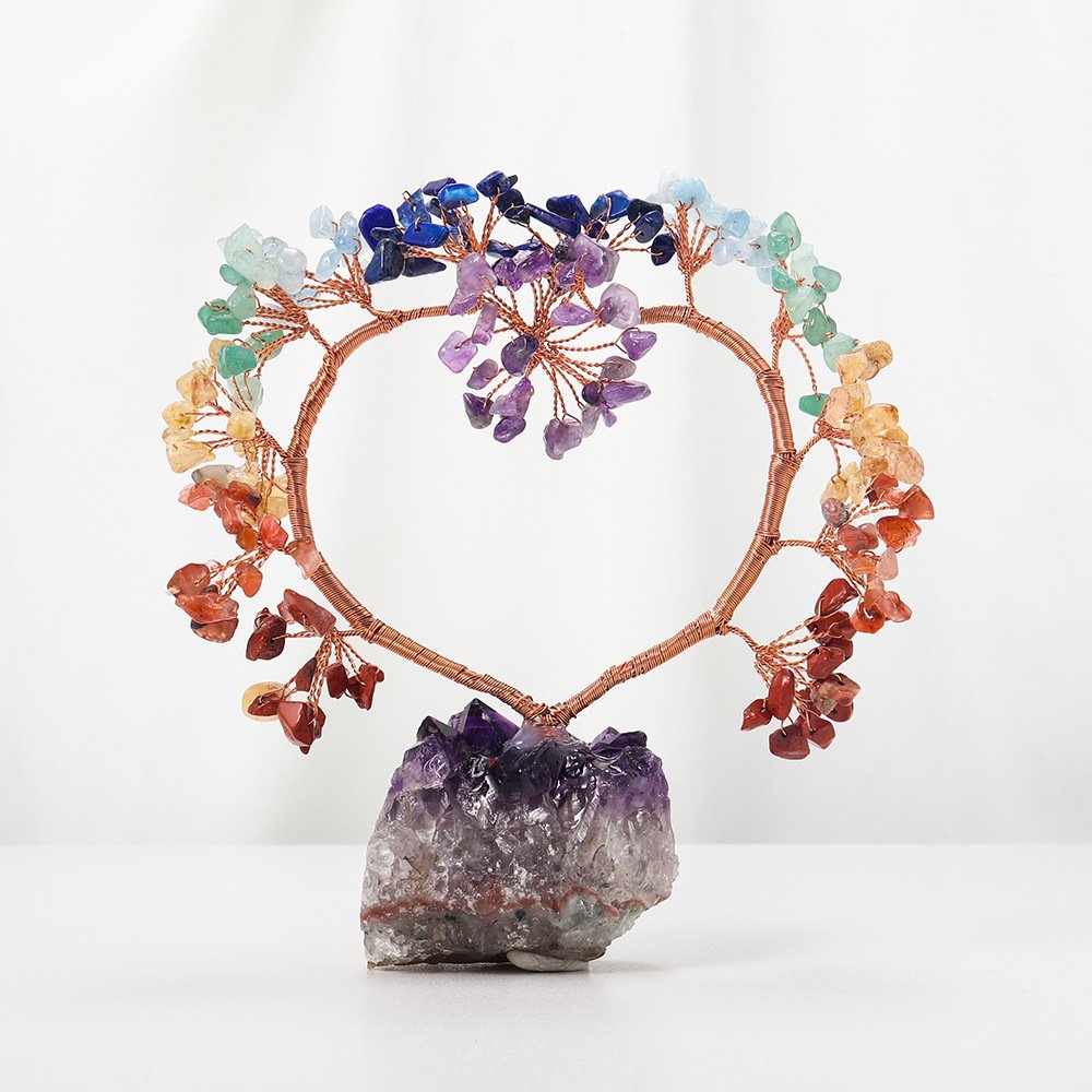 6.1 in Red agate, Red Jasper, Amethyst, Green Aventurine, Lapis Lazuli, citrine & Aquamarine Crystal Tree Bulk