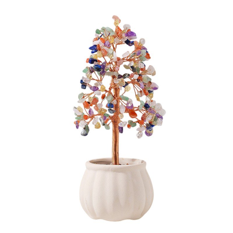 Mixed Crystal Tree with Pumpkin-Shaped Flower Pot 7.90 in Wholesale