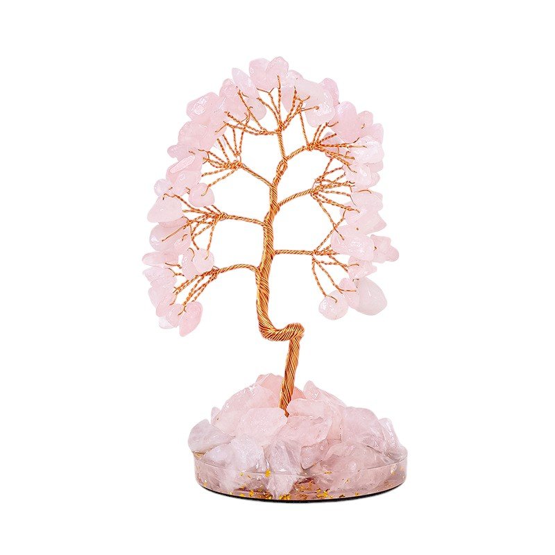 Natural Rose Quartz Chip Crystal Tree 4.90 in Wholesale