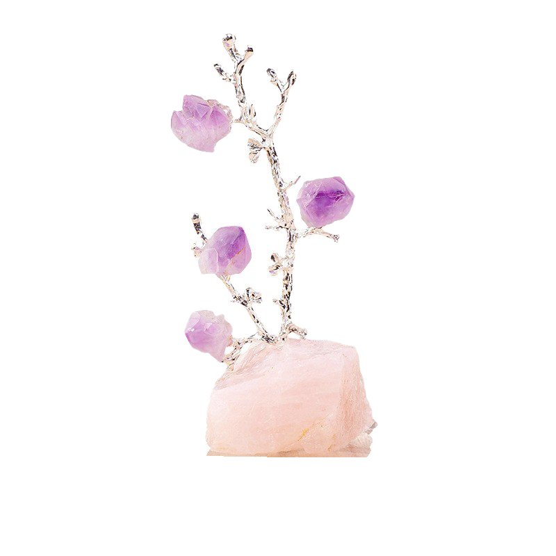 Rose Quartz Raw Stone Chip Tree 3.50 in Bulk