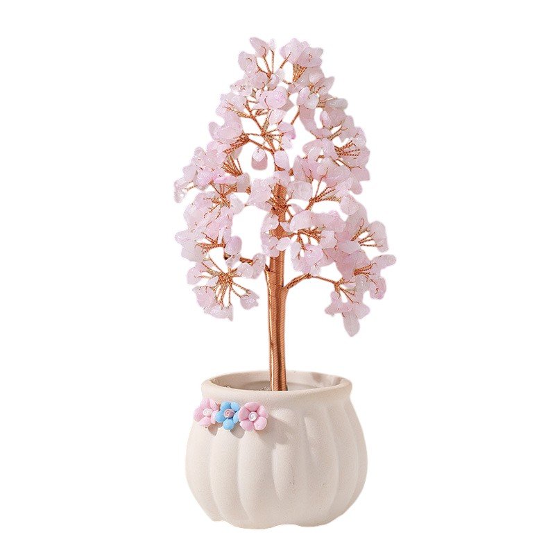 Rose Quartz Chip Tree 7.90 in Wholesale
