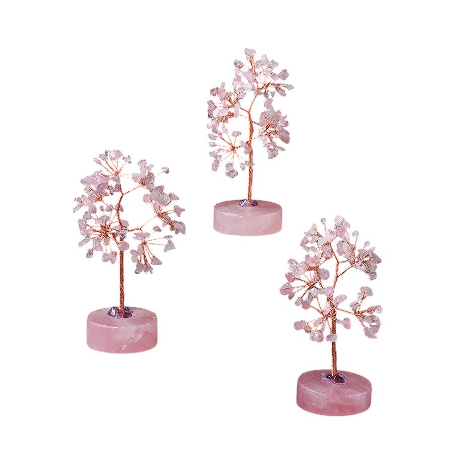 Natural Rose Quartz Crystal Tree with Rose Quartz Base 5.90 in Wholesale - 3