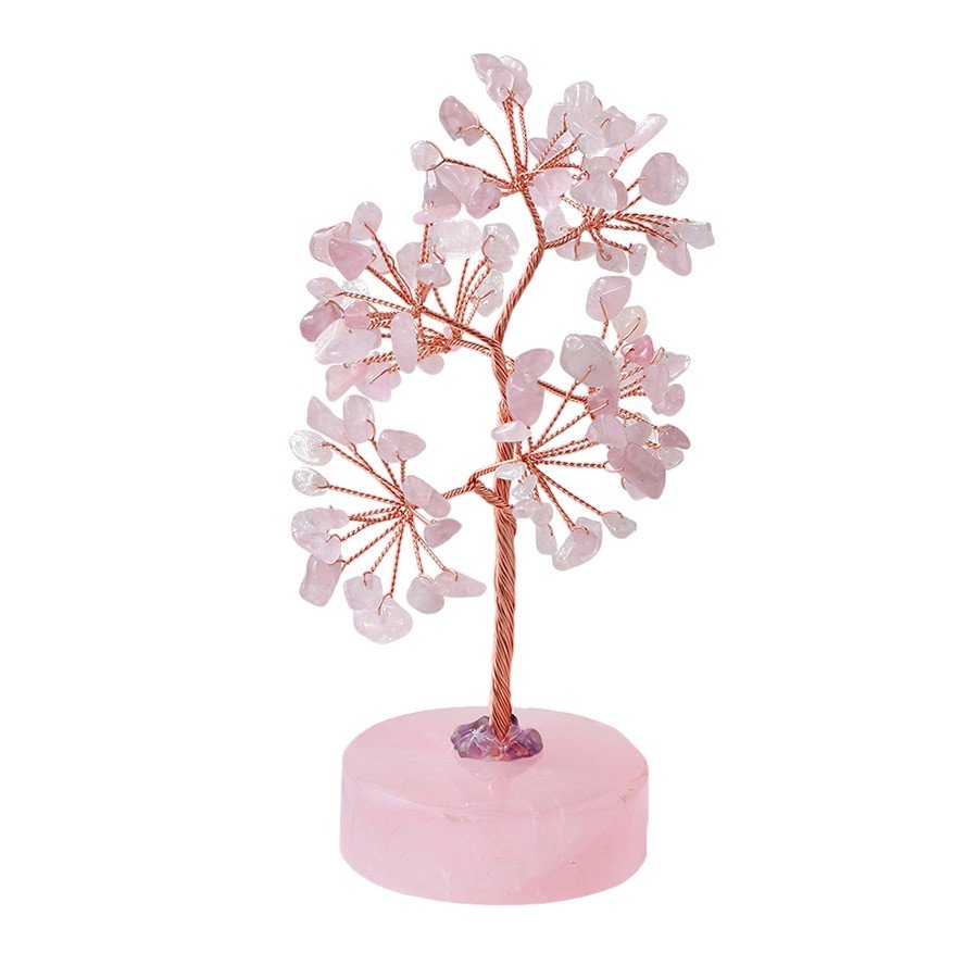 Natural Rose Quartz Crystal Tree with Rose Quartz Base 5.90 in Wholesale