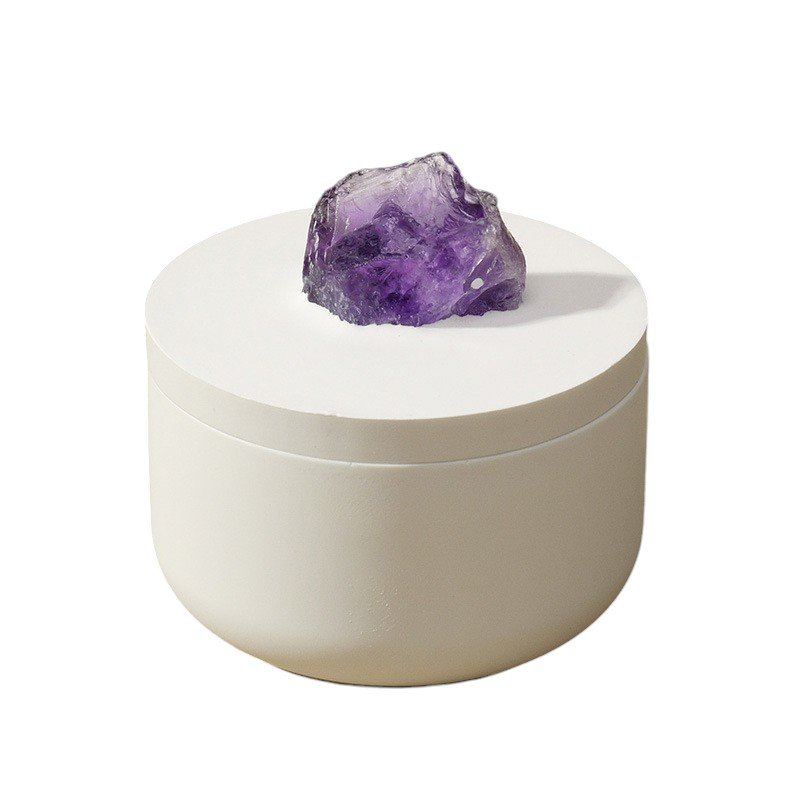 2 Types of Square Gypsum Bowl With Amethyst lid handle Wholesale