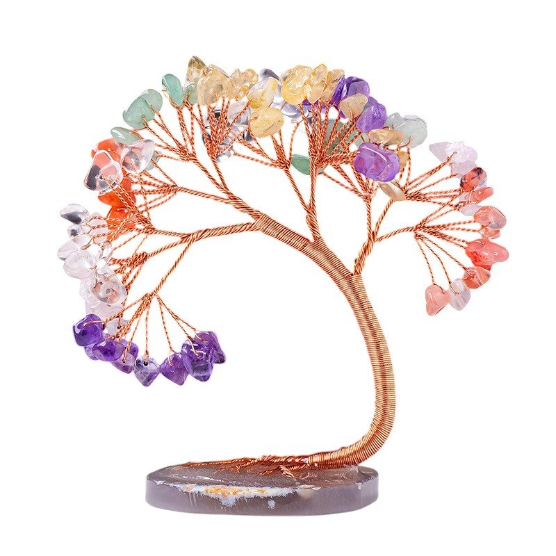 Crystal Tree with Agate Base – Crystal Mixed