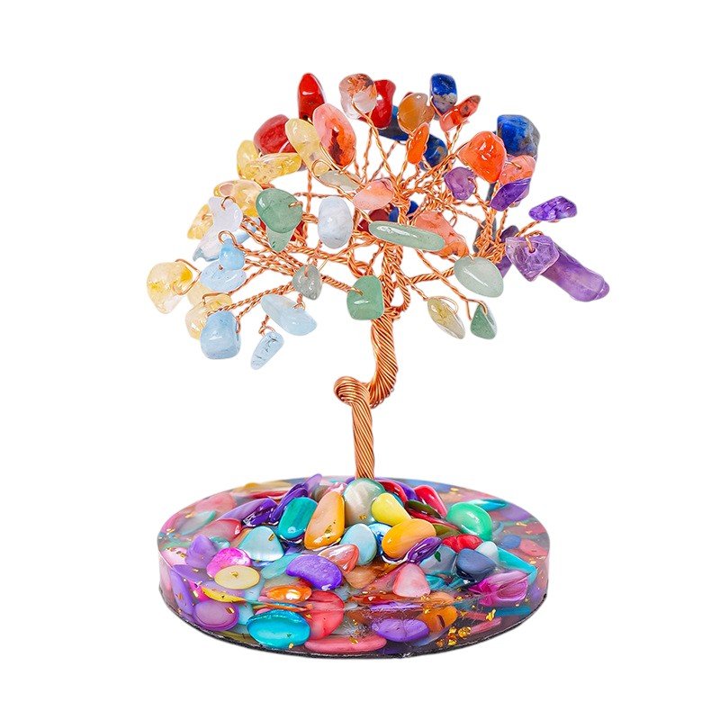 Mixed Crystal Tree with Stone Base 3.70 in Wholesale