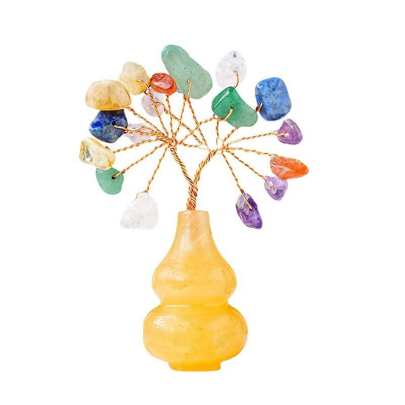 Jade Base with Mixed Crystals Chip Tree 2.40 in