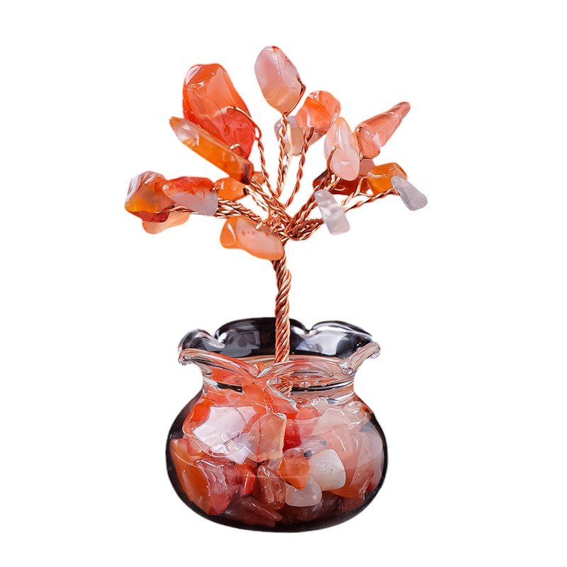 Agate Base with Mixed Crystals Chip Tree 2.20 in