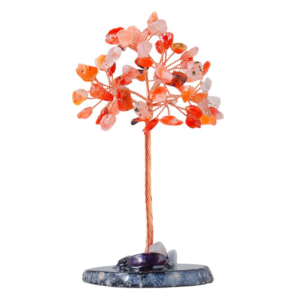 Agate Base with Mixed Crystals Chip Tree 4.70 in