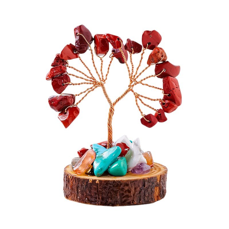Jasper Chip Tree on Wooden Base 2.40 in