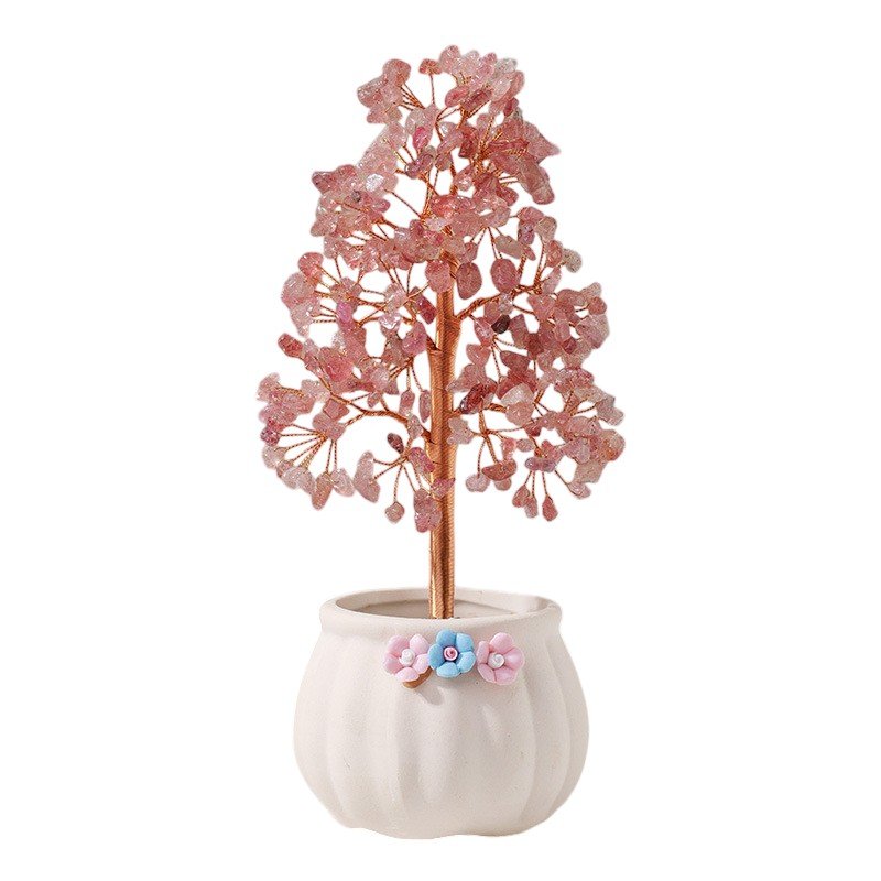 Strawberry Quartz Chip Tree 7.90 in Wholesale