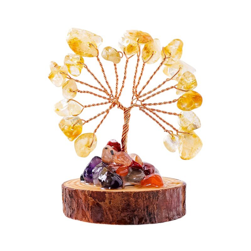 Citrine Chip Tree on Wooden Base 2.40 in