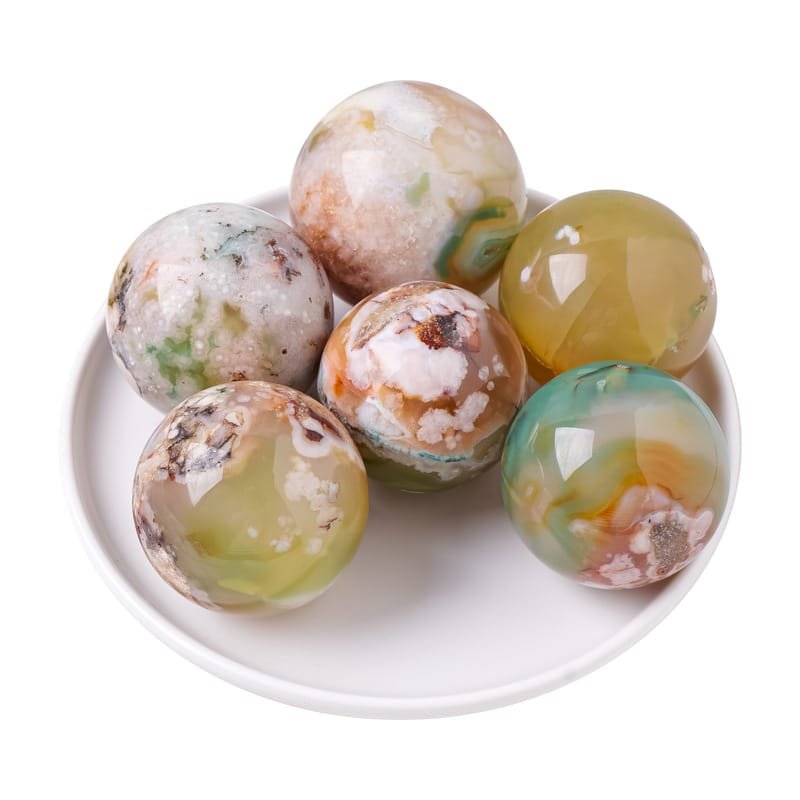 4 Sizes of Green  Sakura Agate Crystal Sphere Balls Wholesale