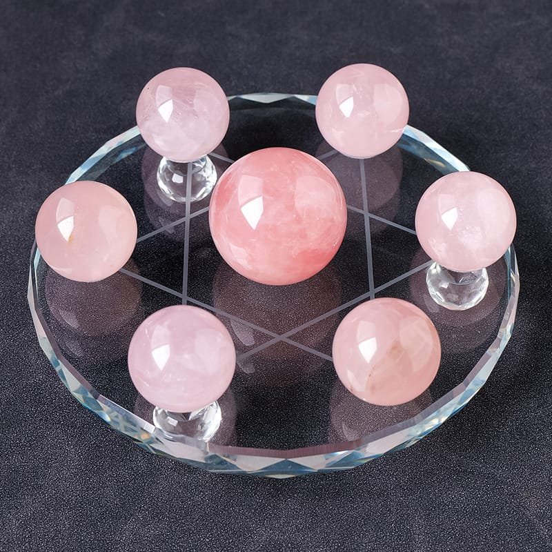 5 Sizes of Pink Rose Quartz Seven-Star Crystal Grid Wholesale