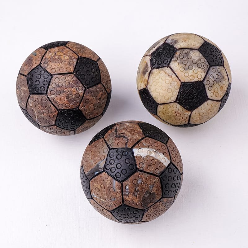 Natural Agate Soccer Ball Carved Sphere Wholesale 3.15 in (8 cm)
