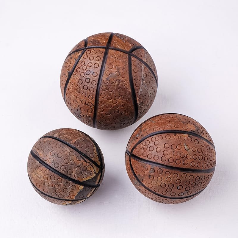 Natural Agate Basketball Carved Sphere Wholesale 3.15 in (8 cm) - 1