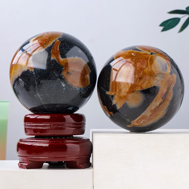 Natural Black Tourmaline Matrix Sphere Wholesale 2.56-2.76 in (6.5-7 cm) - 2