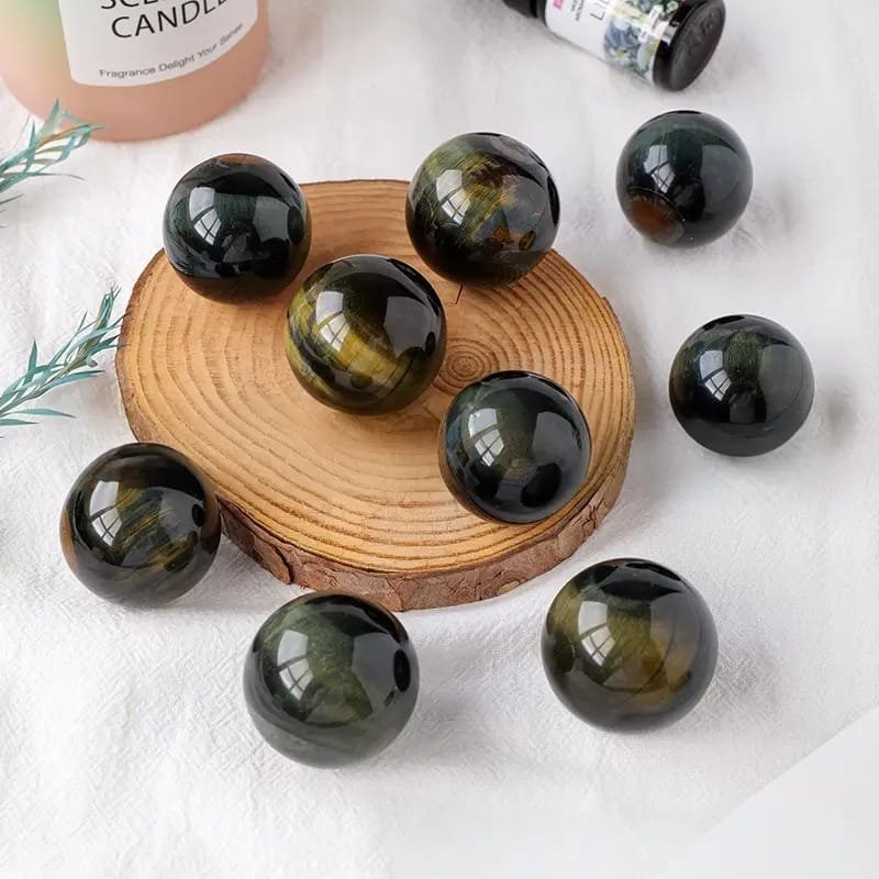 Natural Blue Tiger's Eye Sphere Wholesale 1.10-1.26 in (2.8-3.2 cm) - 1