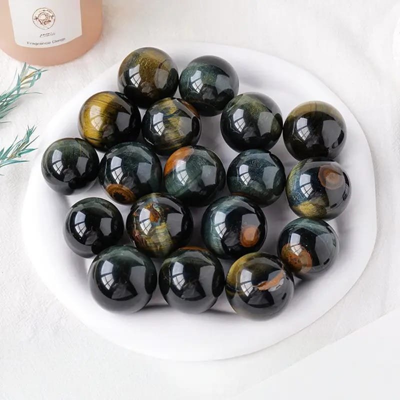 Natural Blue Tiger's Eye Sphere Wholesale 1.10-1.26 in (2.8-3.2 cm) - 2