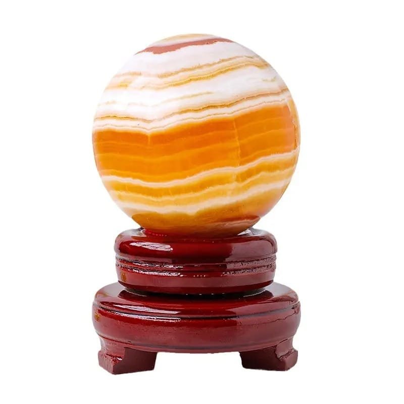 6 Sizes of Yellow Calcite Crystal Sphere Balls with Base Wholesale