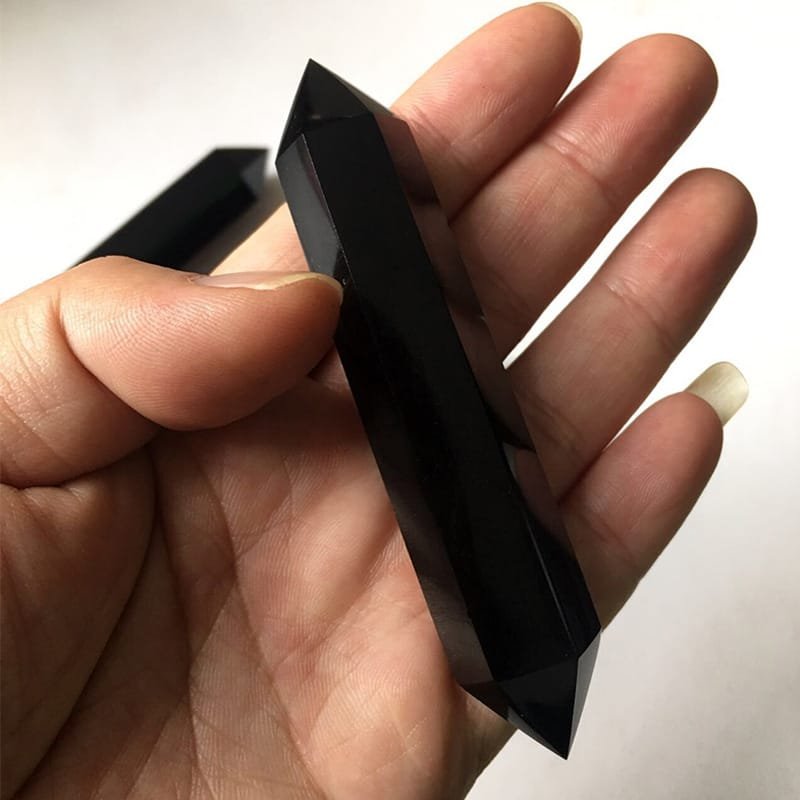 10 Sizes of Black Obsidian Double-Terminated Crystal Point Wholesale