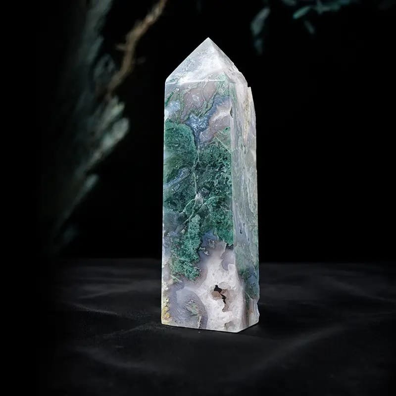Moss Agate 4-Sides Crystal Tower 3.94-14.17 in(10-36 cm) Wholesale