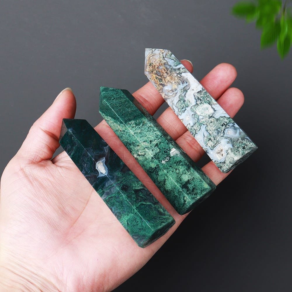 Moss Agate Tower 3.94 in