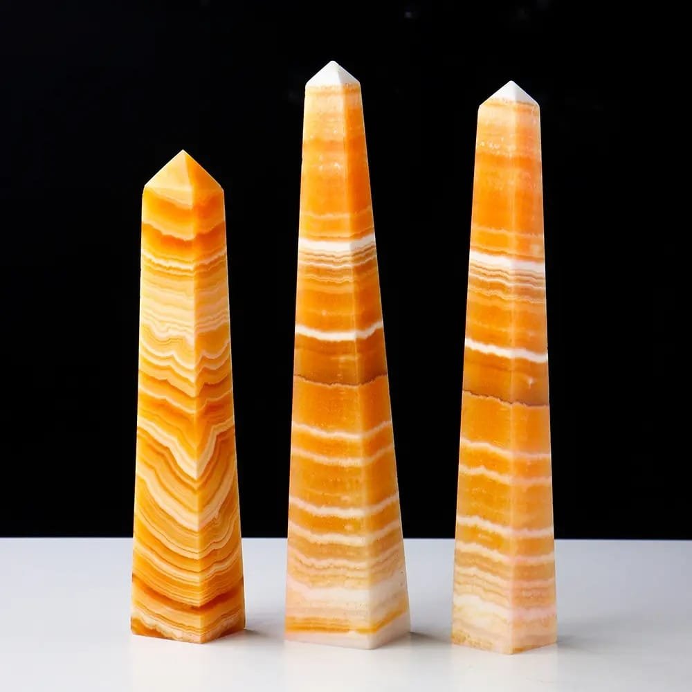 Natural Yellow Calcite Tower Wholesale 8.66-10.24 in (22-26 cm) - 2