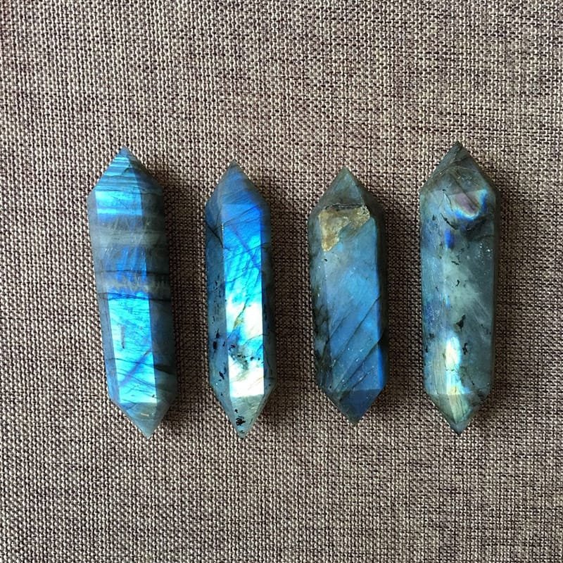3 Sizes of Blue Labradorite Double-Terminated Crystal Point Wholesale